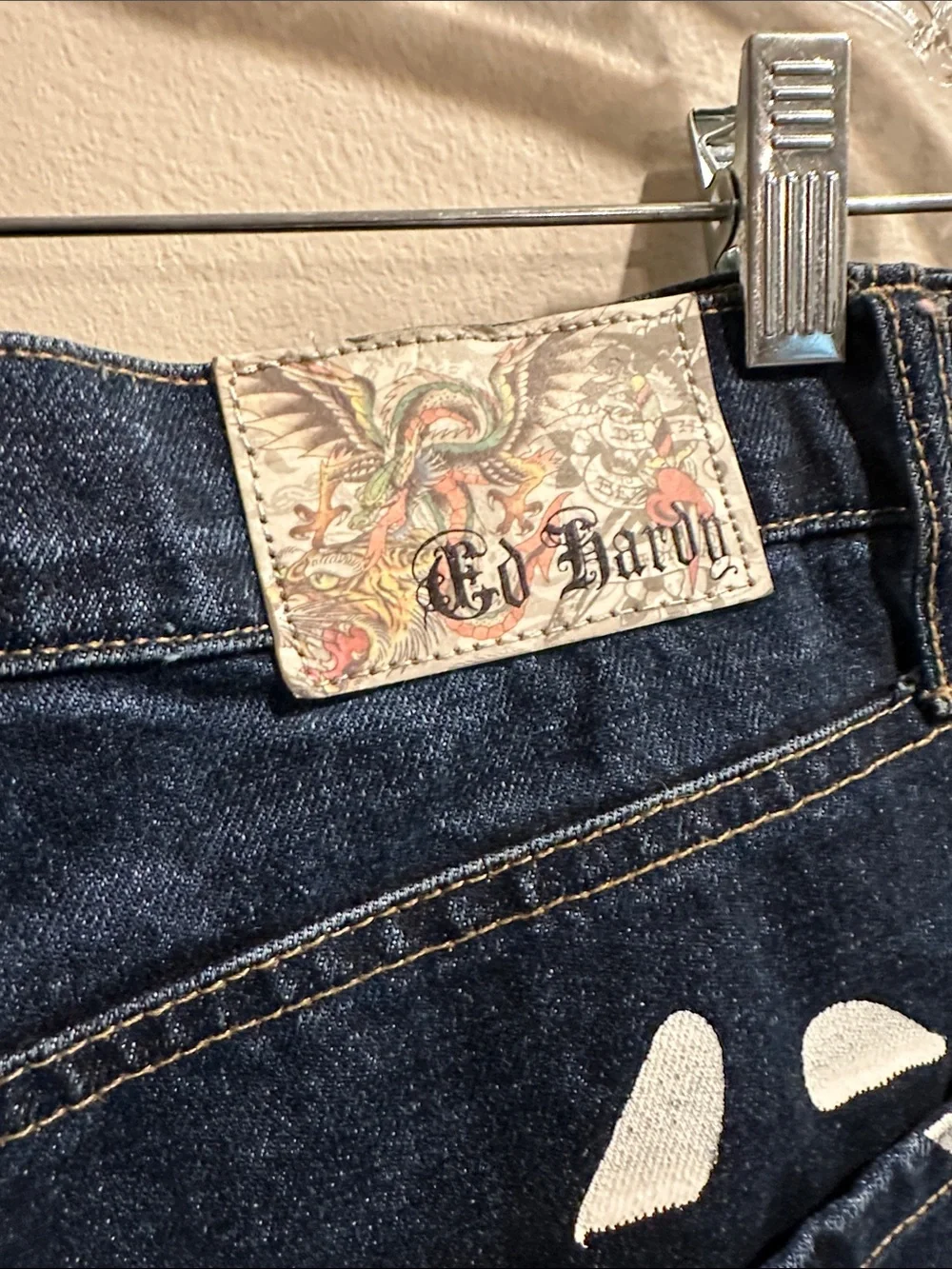Ed Hardy TIGER Dark Blue Relaxed Straight Jeans